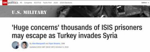 在囚IS武装分子会在土耳其越狱！特朗普：他们将逃到欧洲去。